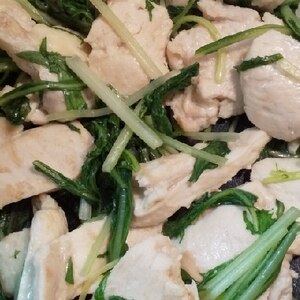 ご飯がススム♫ 水菜と鶏胸肉の塩麹炒め
